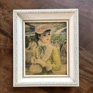Elegant Cream Framed Art Print Thrift Find Crème Green Colors